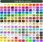 artecho 168-color watercolor paint set with metallics, tin shown in use