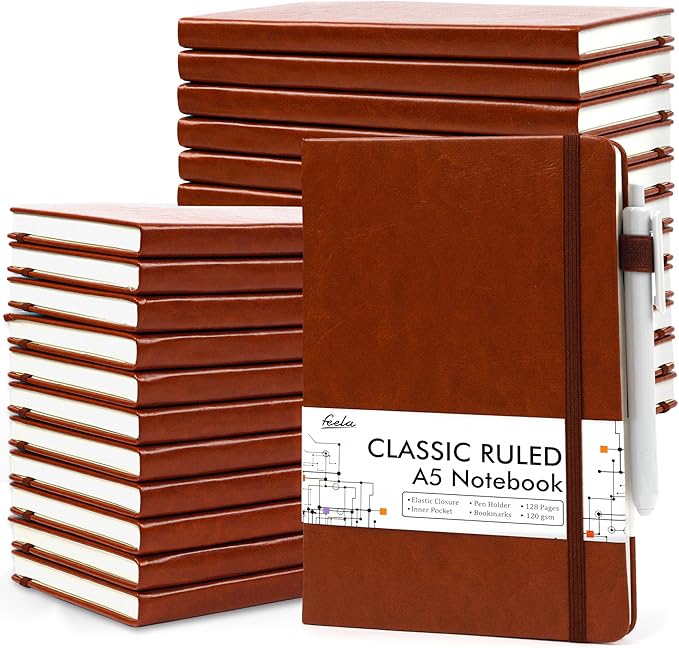 feela 24 Pack Journal Notebook for Work, Business Notebook Bulk Hardcover Lined by feela
