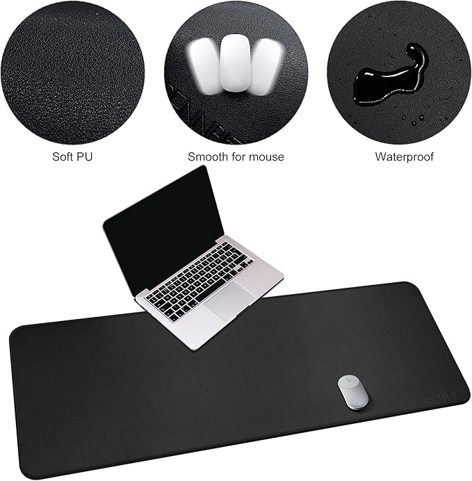 CENNBIE Leather Desk Mat, Extended Non-Slip Mouse Pad, Waterproof PU Leather - Image 4