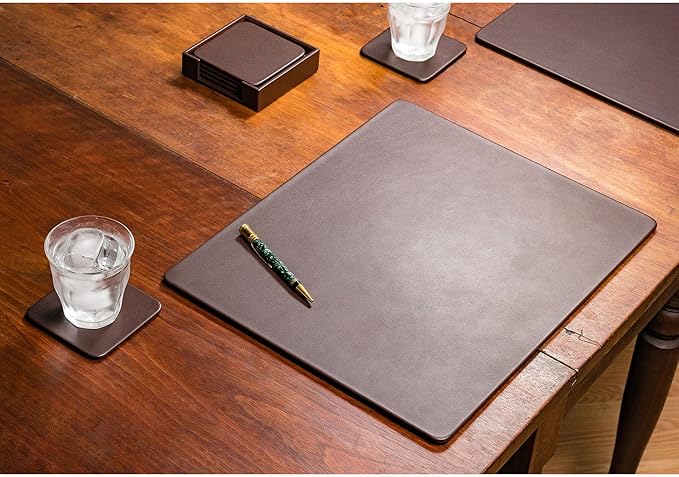 Dacasso 17" x 14" Brown Leatherette Luxury Conference Pad - Image 2