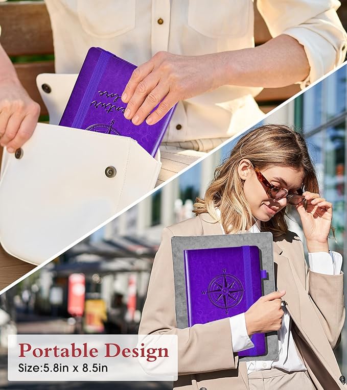 PAIBAS Lined Journal Notebook for Women Men, 160 Pages, A5 Hardcover Vintage - Image 7