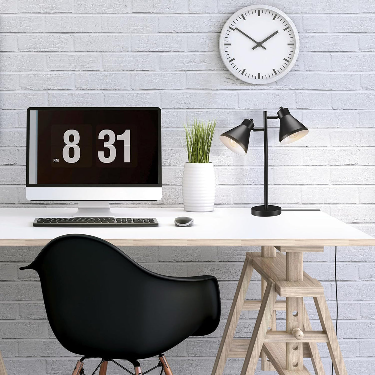 Globe Electric 18" 2-Light Desk Lamp, Industrial Design, Pivoting Heads,...