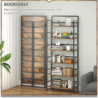 4NM No Assembly 6 Tiers Folding Bookshelf Storage Shelves Vintage Bookcase - Image 3