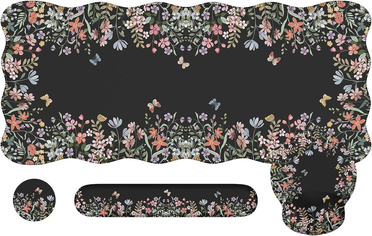iCasso Black 4in1 Mousepad, 35.4"x15.7" Desk Blotter for Classroom