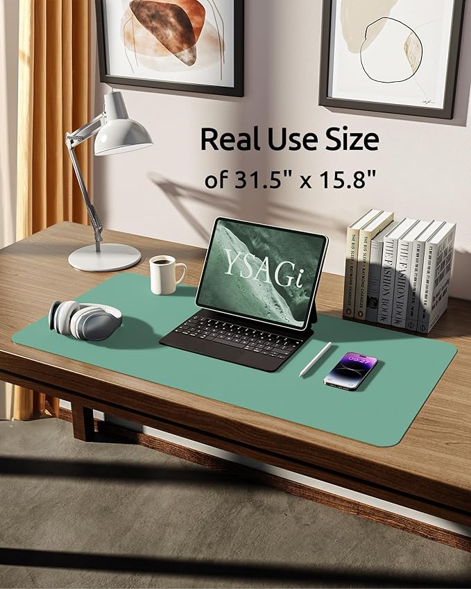 YSAGi Leather Desk Protector, Office Mat, Large Mouse Mat, Non-Slip PU Leather - Image 5