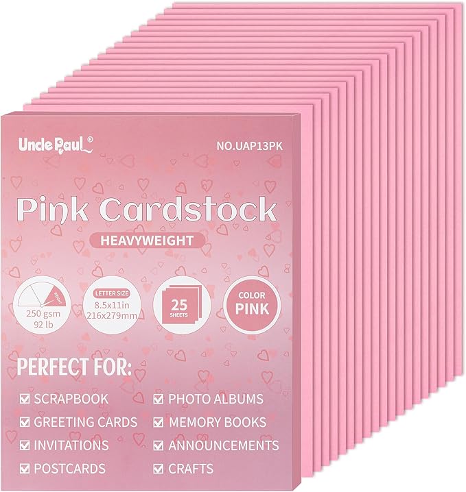 25 Sheets Pink Cardstock by UnclePaul