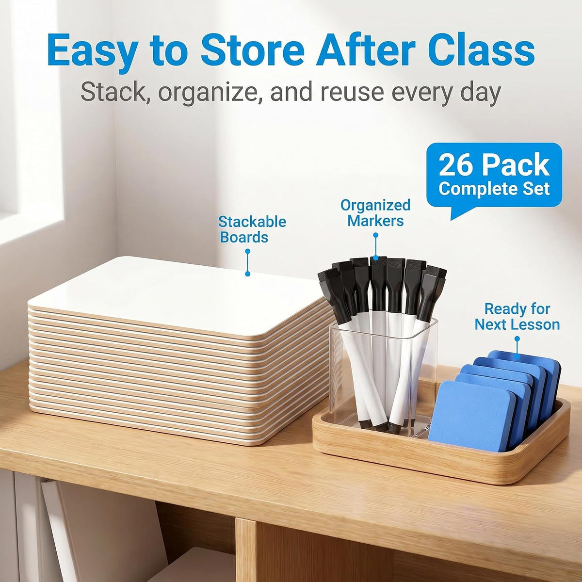 26 Pack Dry Erase Lapboards for Students, 12.5 x 9 Inch Double Sided Whiteboa...