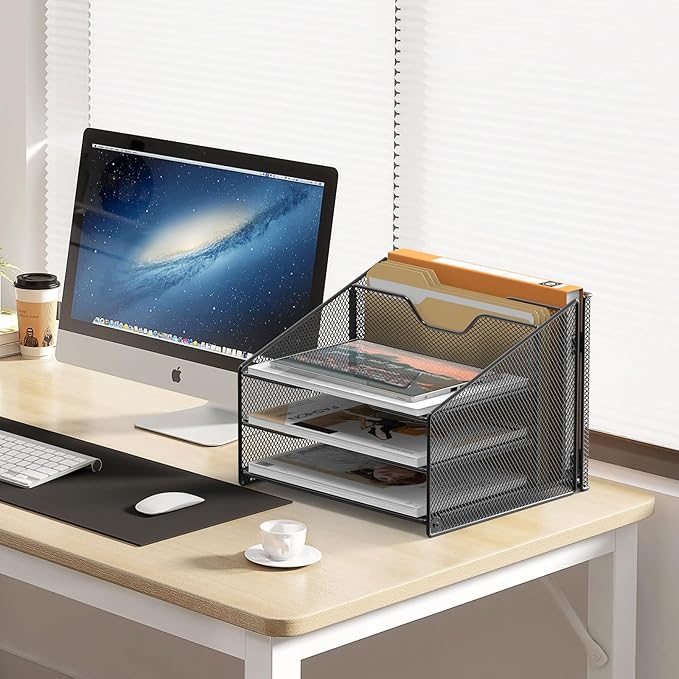 Samstar Desk File Organizer, Mesh Letter File Folder Holder - Image 3