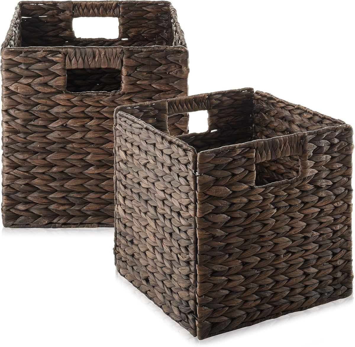 Casafield 10.5" x 10.5" Water Hyacinth Storage Baskets, Espresso - ...