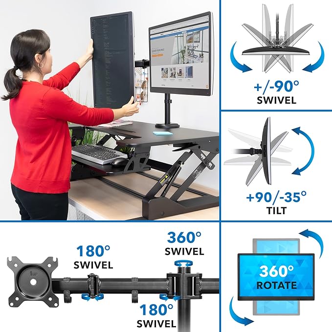 Mount-It! Standing Desk Converter Dual Monitor, 2 Screen Mounts Included - Image 8