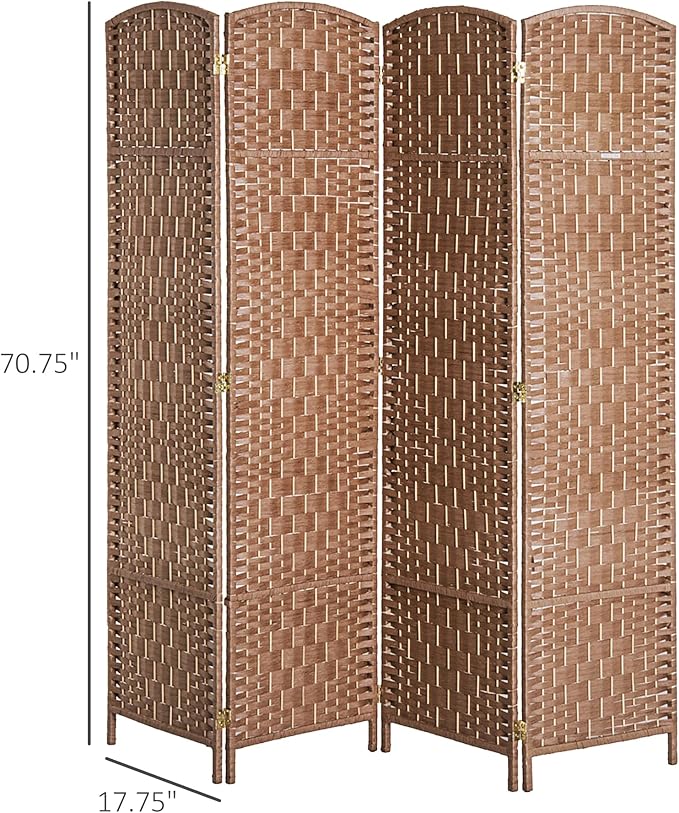 HOMCOM Room Divider, 4 Panel Folding Privacy Screen, 6FT Tall Portable Wicker - Image 7
