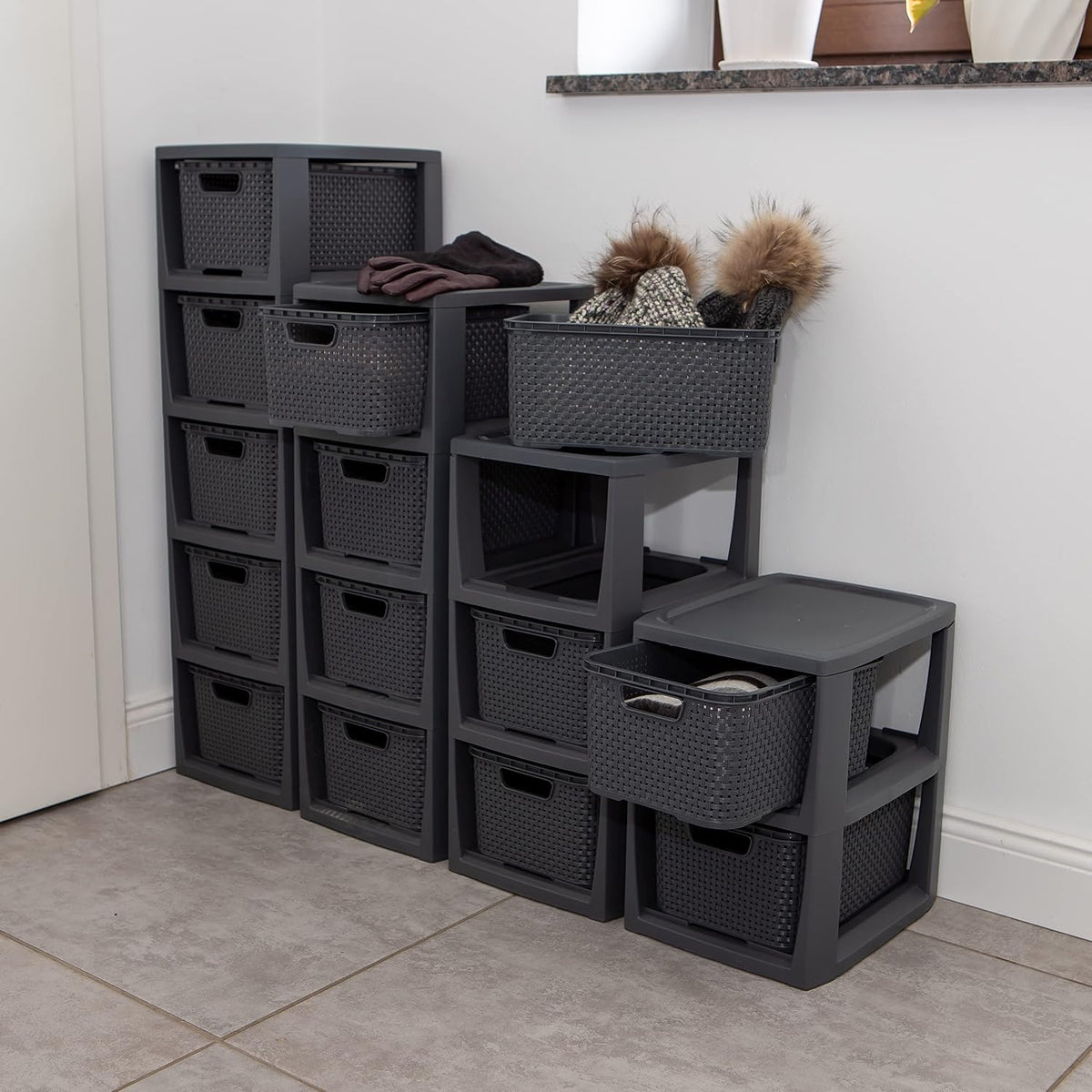 BranQ Home Essential 100% Recycled Plastic PP Ecological Shelf in Rattan Desi...