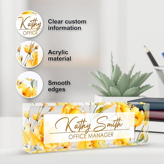 Personalized Name Plate for Desk, Custom Desk Name Plate, Acrylic Name Plate - Image 3