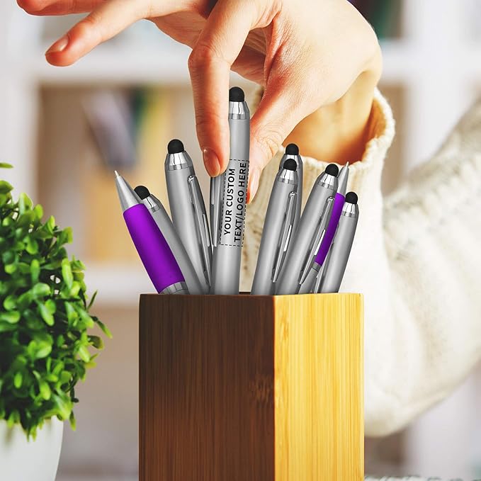 DISCOUNT PROMOS Custom Stylus Ballpoint Pens Set of 100, Personalized Bulk Pack - Image 7