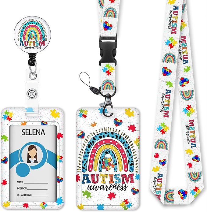 ID Badge Holder with Lanyard, Autism Awareness Retractable Badge Holders Reels by Mcapirivo