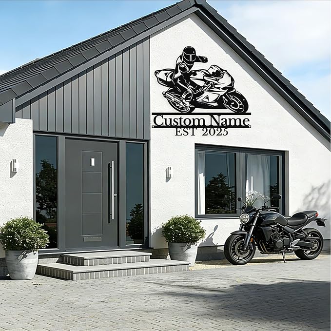 Personalized Motorcycle Metal Sign Custom Biker Name Sign Dirt Bike Wall Decor - Image 3