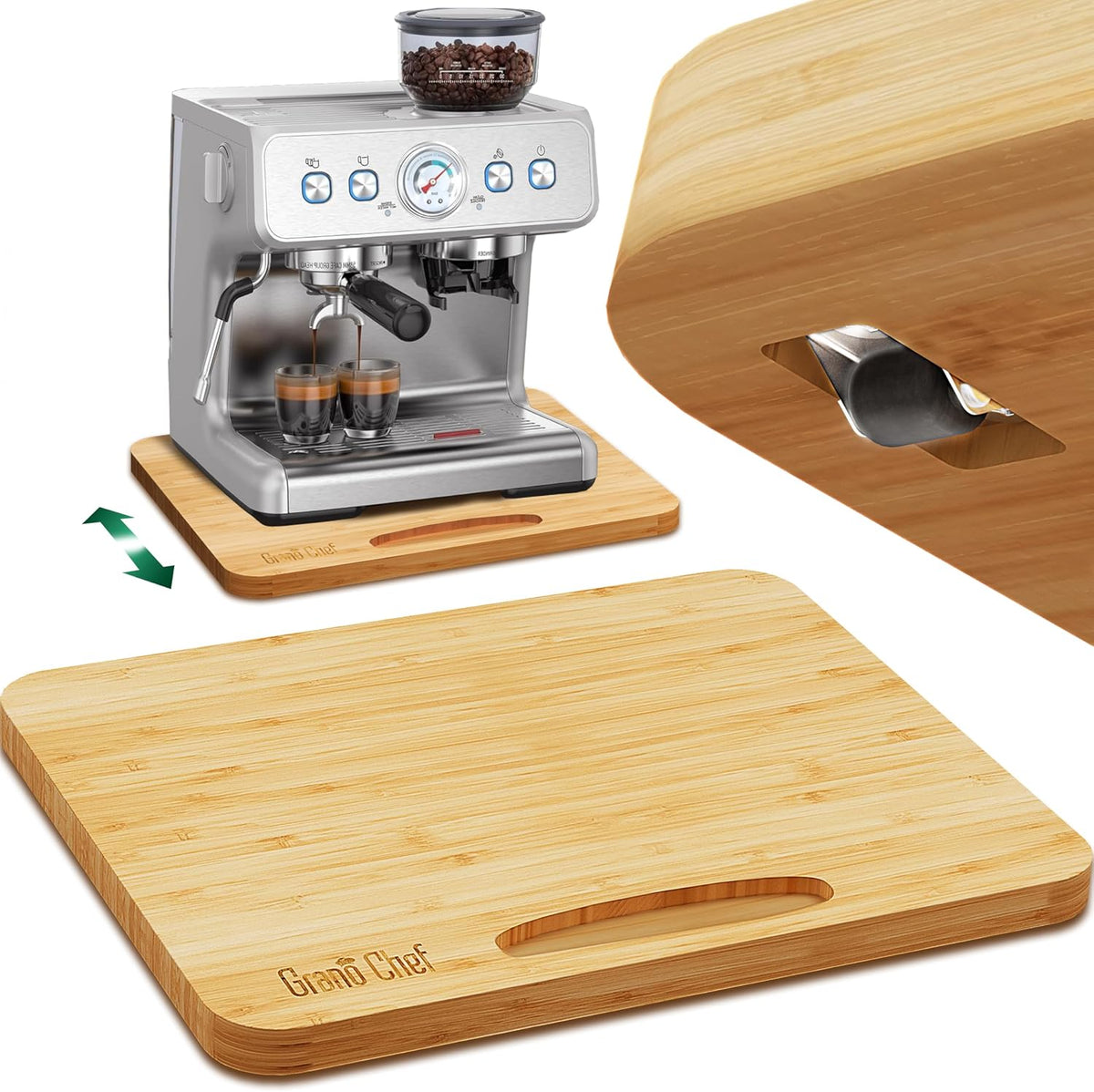 Bamboo Appliance Slider, Sliding Tray for Coffee Maker, Kitchen Countertop Ap...