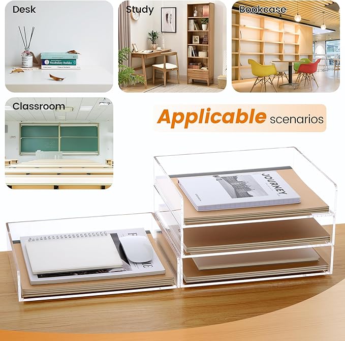 Acrylic Paper Tray, 4 Tier Paper Organizer - Image 6