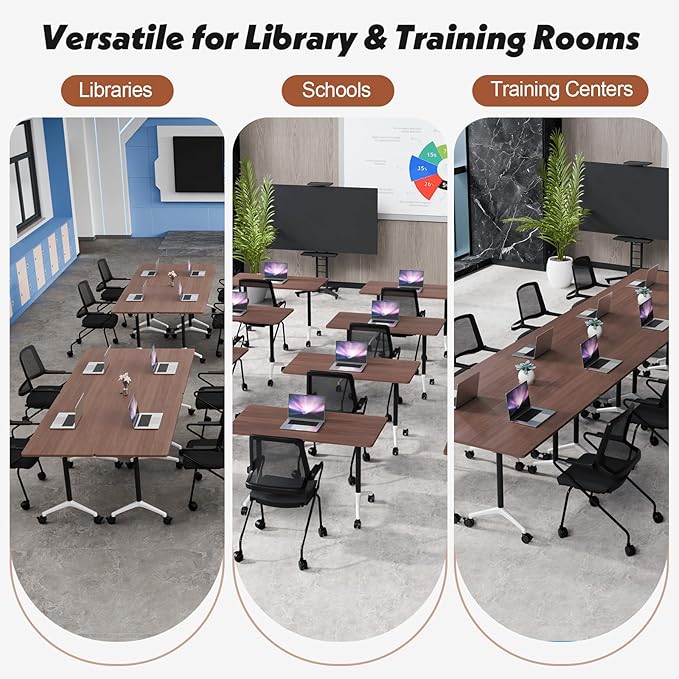 Goakwwuz Conference Room Table, Folding Conference Tables, Thicken Grey Tabletop - Image 7