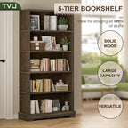 TVU 5-Tier Solid Wood Book Shelf, Floor Standing Bookcase, Farmhouse Style Book - Image 4