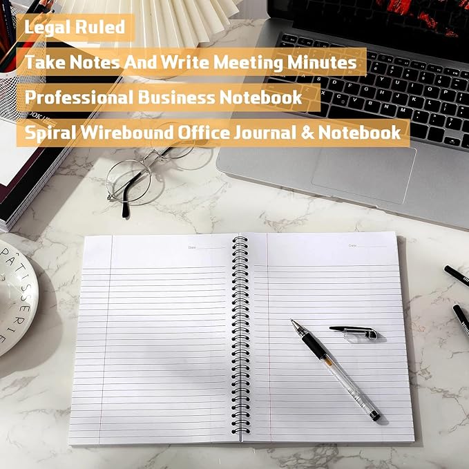 Resurhang 8 Pack Wirebound Business Notebook Legal Ruled Spiral Notebook 8-1/2" - Image 4