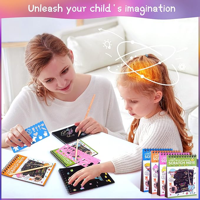 POKONBOY 24 Pack Rainbow Scratch Paper Arts Notebooks, Scratch Note Pads - Image 6