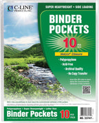 C-Line Biodegradable Acid-Free Poly Binder Pocket with 1-Inch Gusset, Side Loading, Clear, 10 Pockets per Pack (33747)