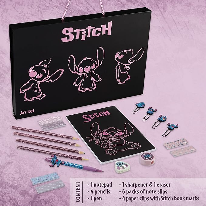 Disney Stitch Stationery Supplies Set Notebook Pencil Case & Ballpoint Pens or - Image 5