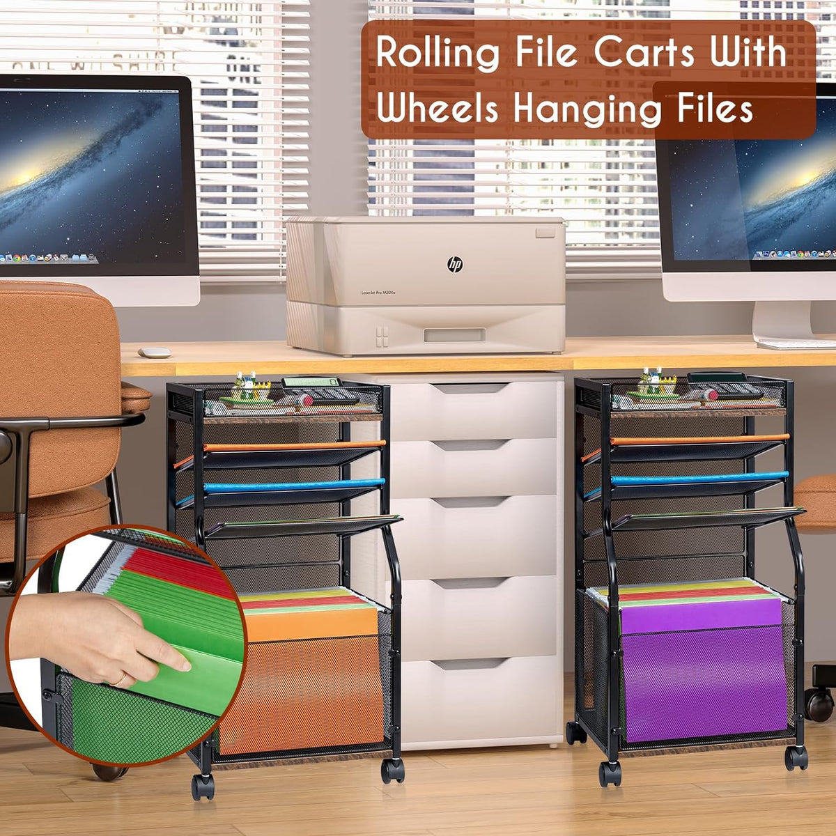 3IngSeagulls Rolling File Cart, 5-Tier Mobile Filing Cabinet on Lockable Whee...