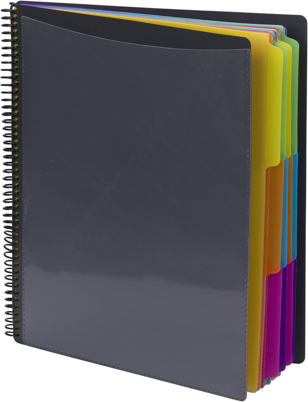Smead Project Organizer, 24 Pockets, Grey with Assorted Bright Tabs, Tear Resistant Poly, 1/3-Cut Tabs, Letter Size (89206)