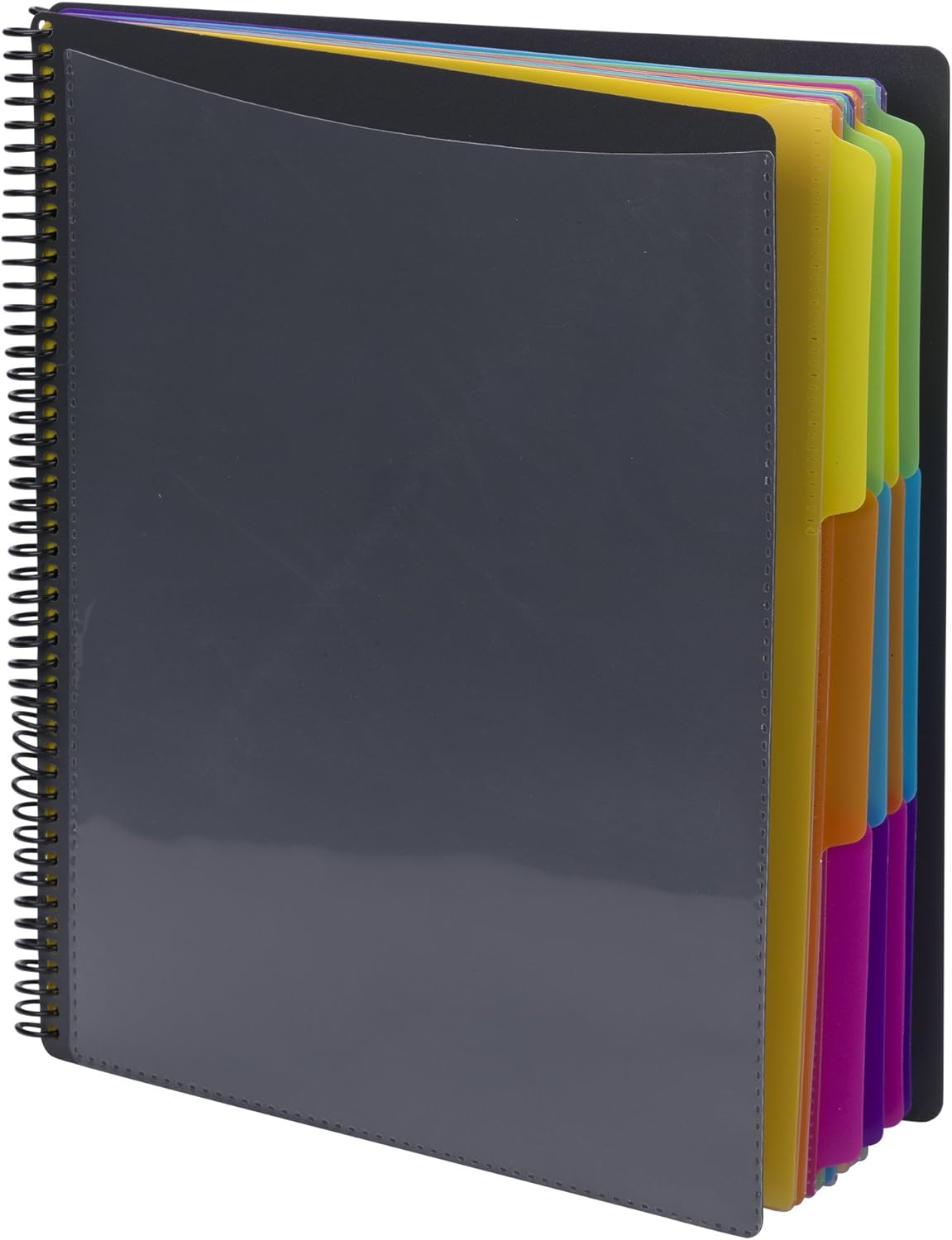 Smead Project Organizer, 24 Pockets, Grey with Assorted Bright Tabs, Tear Resistant Poly, 1/3-Cut Tabs, Letter Size (89206)