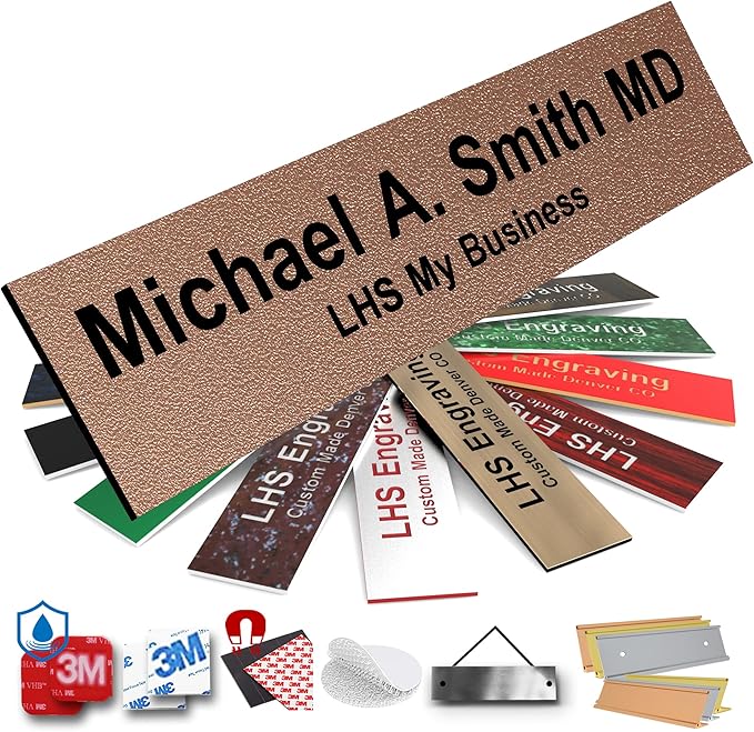 Engraved Name Plates for Door Sign Personalized Textured Copper Plastic Plaque by LHS+My+Business