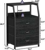 Furnulem Black Night Stand, Small Dresser - Image 3