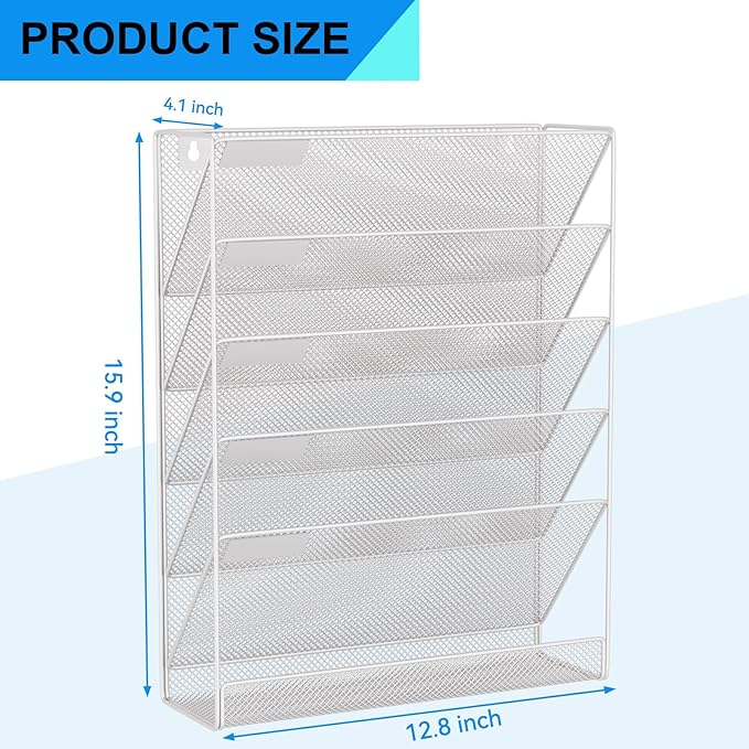 GDINDINFAN Wall File Organizer Holder Mesh Hanging Paper Document Holder - Image 3