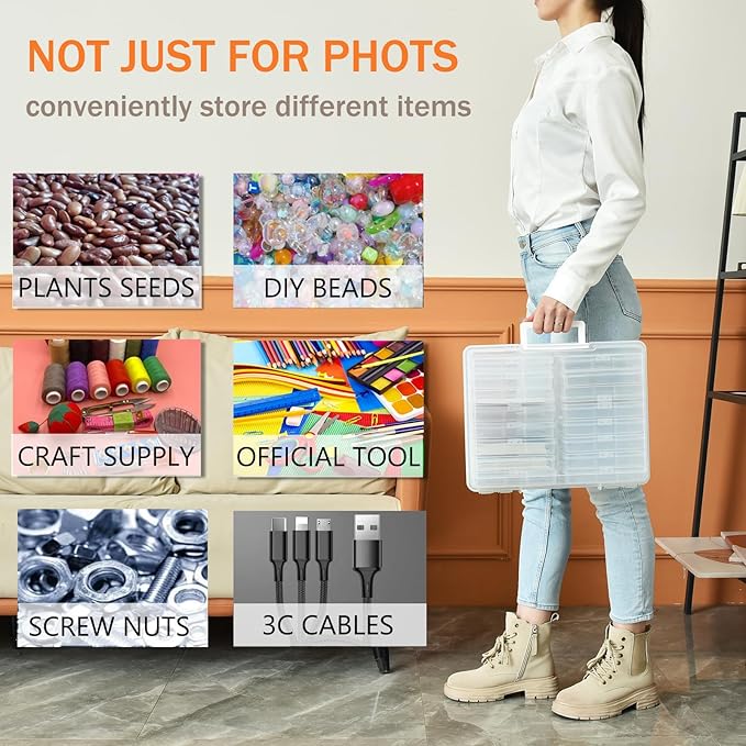 ALINK Photo Storage Box with Handle, Office Supplies - Image 4