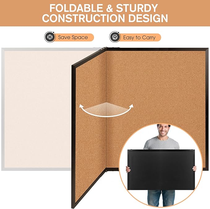 Board2by Extra Large Cork Bulletin Board 60" X 36", Foldable Notice Pin Board - Image 4
