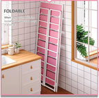 4NM No Assembly 6 Tiers Folding Bookshelf Storage Shelves Vintage Bookcase - Image 4