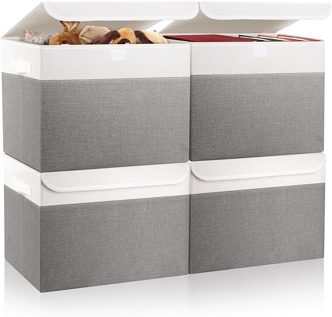 Bagnizer Large 22 Quart Linen Fabric Foldable Storage Bin Cube Organizer Basket by Bagnizer