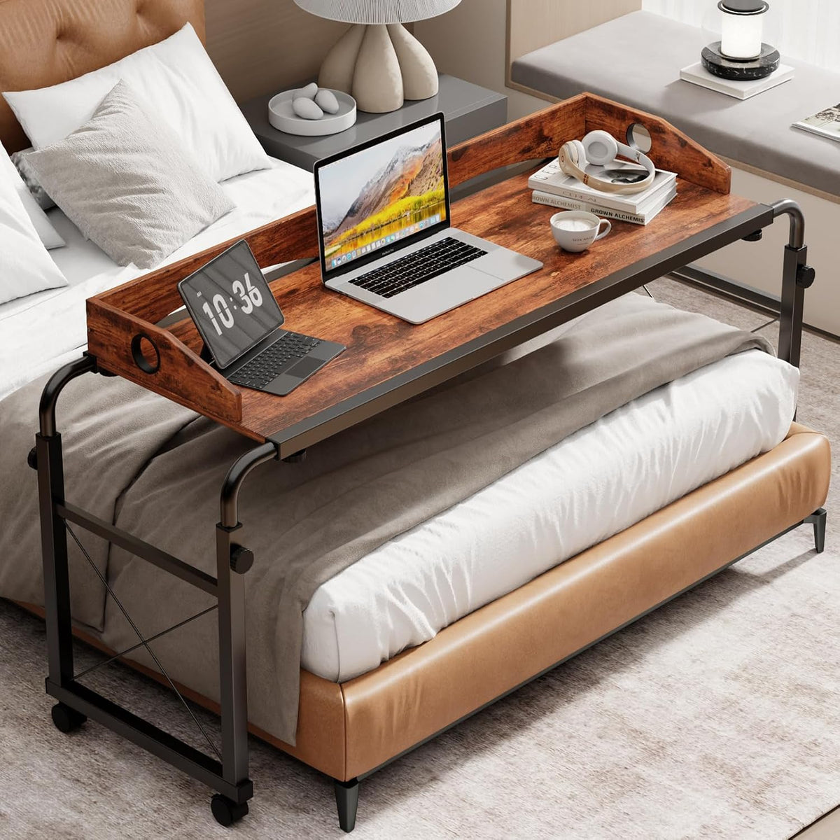 BYMECOST Laptop Desk for Bed, Adjustable Height & Length Laptop Bed Table