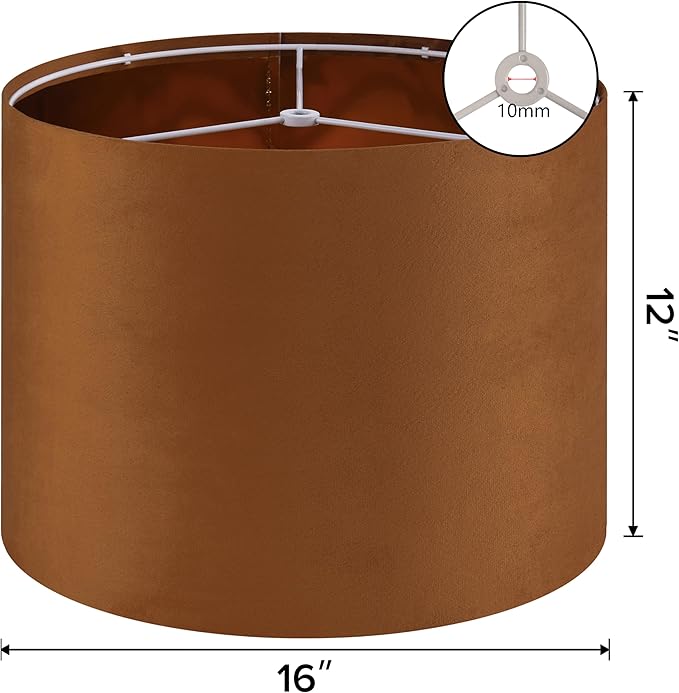 GO&SO Large Lampshade Replacement, Burnt Orange Velvet Drum Lamp Shades Set of - Image 2