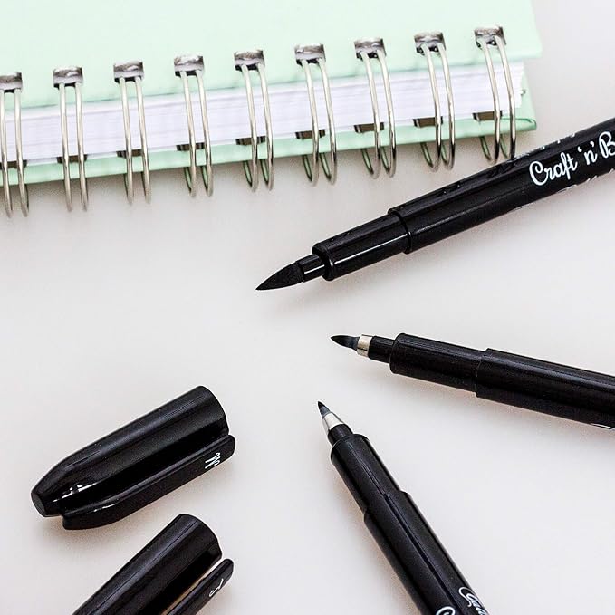 Craft 'n' Beyond Calligraphy Brush Pens Pack of 3 Small, Medium and Large - Image 6