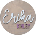 Custom Round Nusery Name Sign, Personalized 3D Baby Name Announcement Sign by Obsidian+Home+Creations