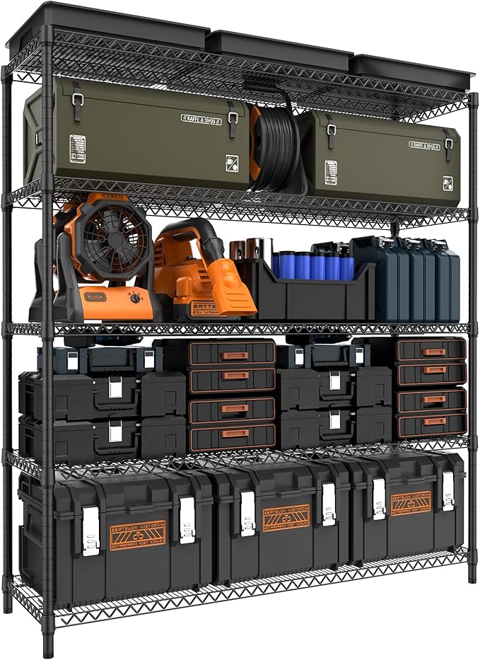 M MZG 5 Tiers Storage Shelves Load 3300LBS, Metal Shelving Wire Metal Shelving by MEIGAOPLASTICANDMETALHKCOLIMITED