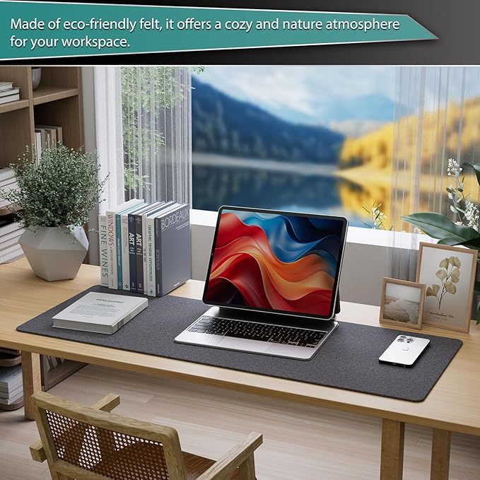 K KNODEL Felt Desk Mat, Large Desk Pad Protector, Office Computer Desk Mat - Image 4
