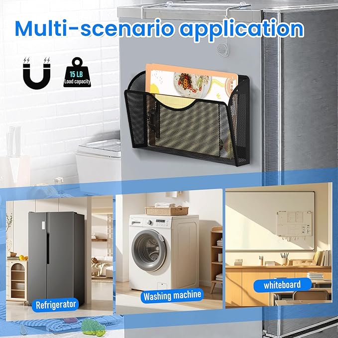 KZWKRG Magnetic File Holder 3PCS Wall File Folder Organizer, No Drilling - Image 5