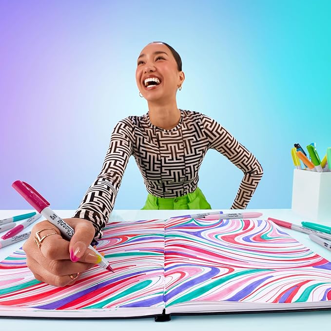 Sharpie Glam Pop Permanent Markers, Ultra Fine Tip Set, Coloring and Drawing - Image 5