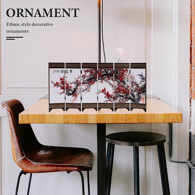 LUOZZY Chinese Style Mini Screen Ornaments Desktop Wooden Panel Divider - Image 4