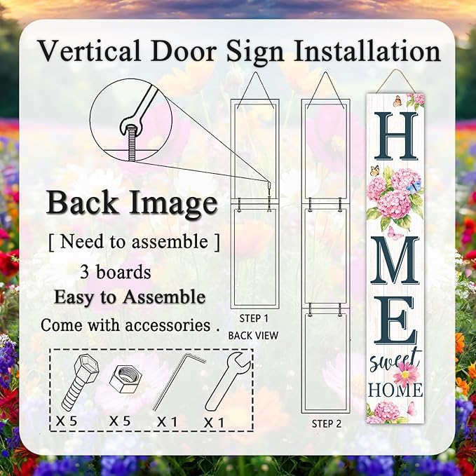 Home Sweet Home Welcome Sign for Front Porch, Farmhouse Yard Signs Home Decor - Image 3