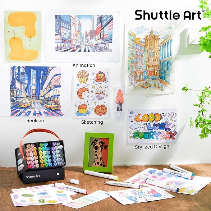 Shuttle Art Pastel Alcohol Markers Brush tip, Dual Tip Brush & Chisel Tip Art - Image 5
