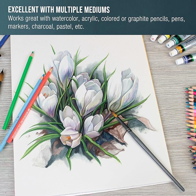 U.S. Art Supply 9" x 12" Premium Heavyweight Watercolor Paper Pad, 140lb - Image 4